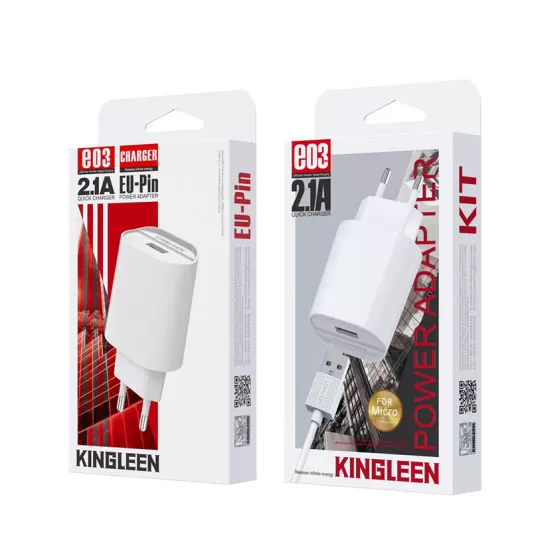 100% Genuine Super Speed Kingleen E03 EU 2.1A 5W Fast Charger Wall Charger - image 6