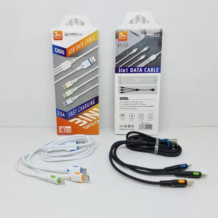 Epoch 3.0 Quick Charge 3 in 1 USB Charging Cable I O S Micro USB - Type C - image 2