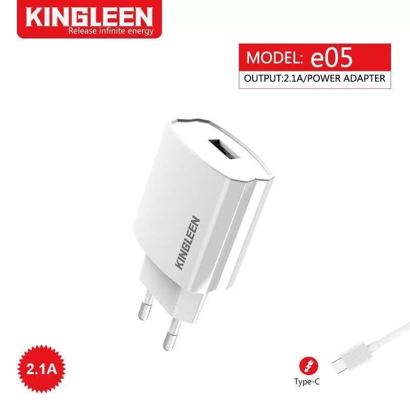 Type C Charger 100% Speed Type C Kingleen E03 EU 2.1A 5W Fast Charger - image 1
