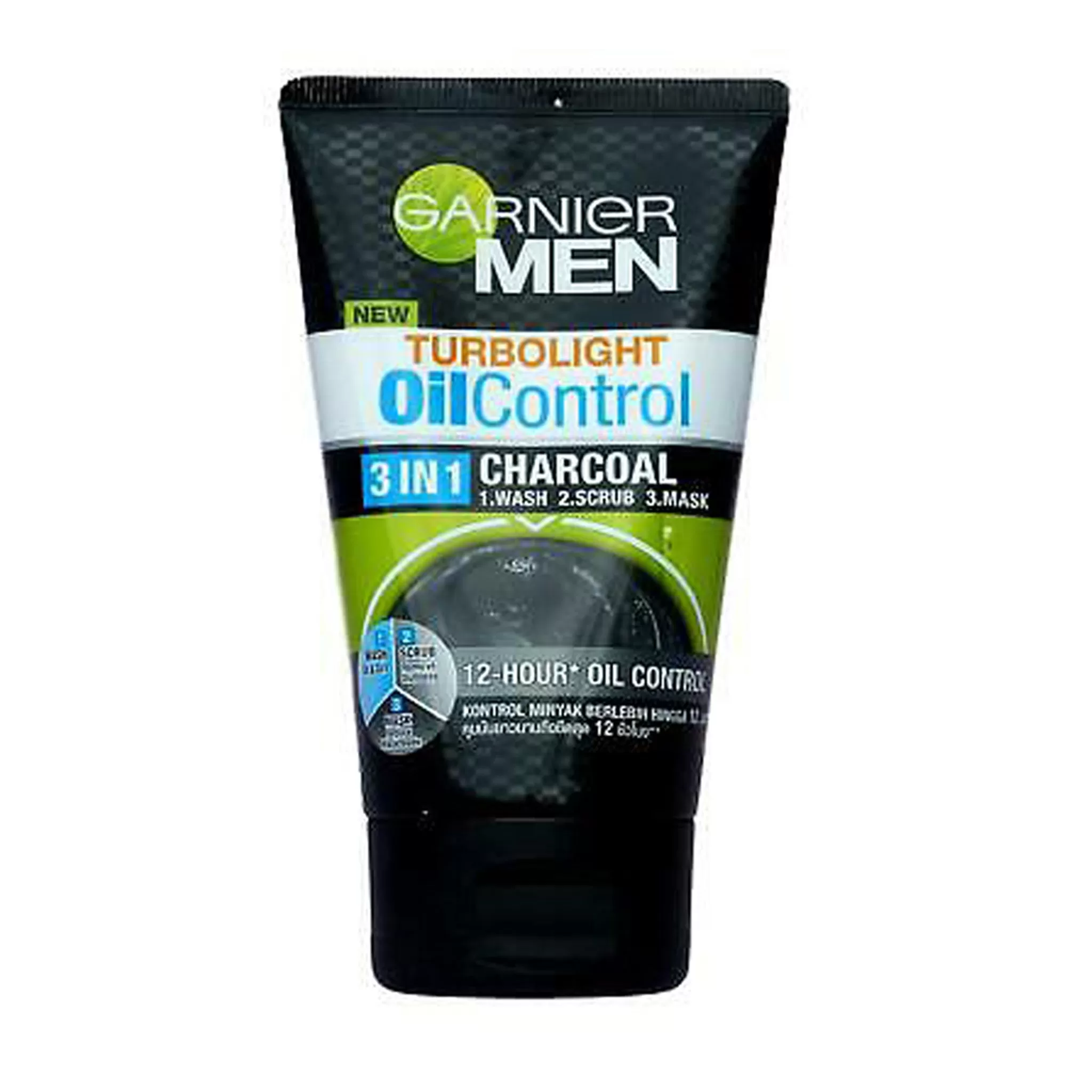 GARNIER MEN 3 IN 1 CHARCOAL WASH, SCRUB & MASK 100ML