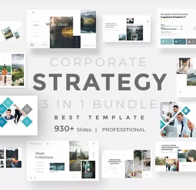 3 in 1 Corporate Strategy, Business PowerPoint Template