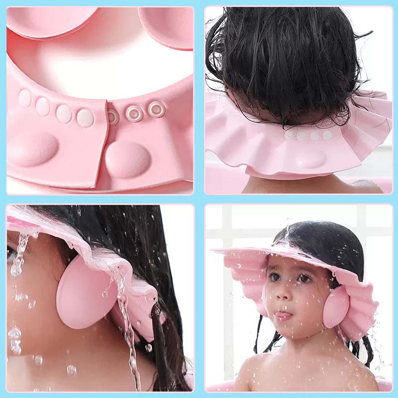 Baby Adjustable Baby Bathing Shower Cap with ear loop - image 2