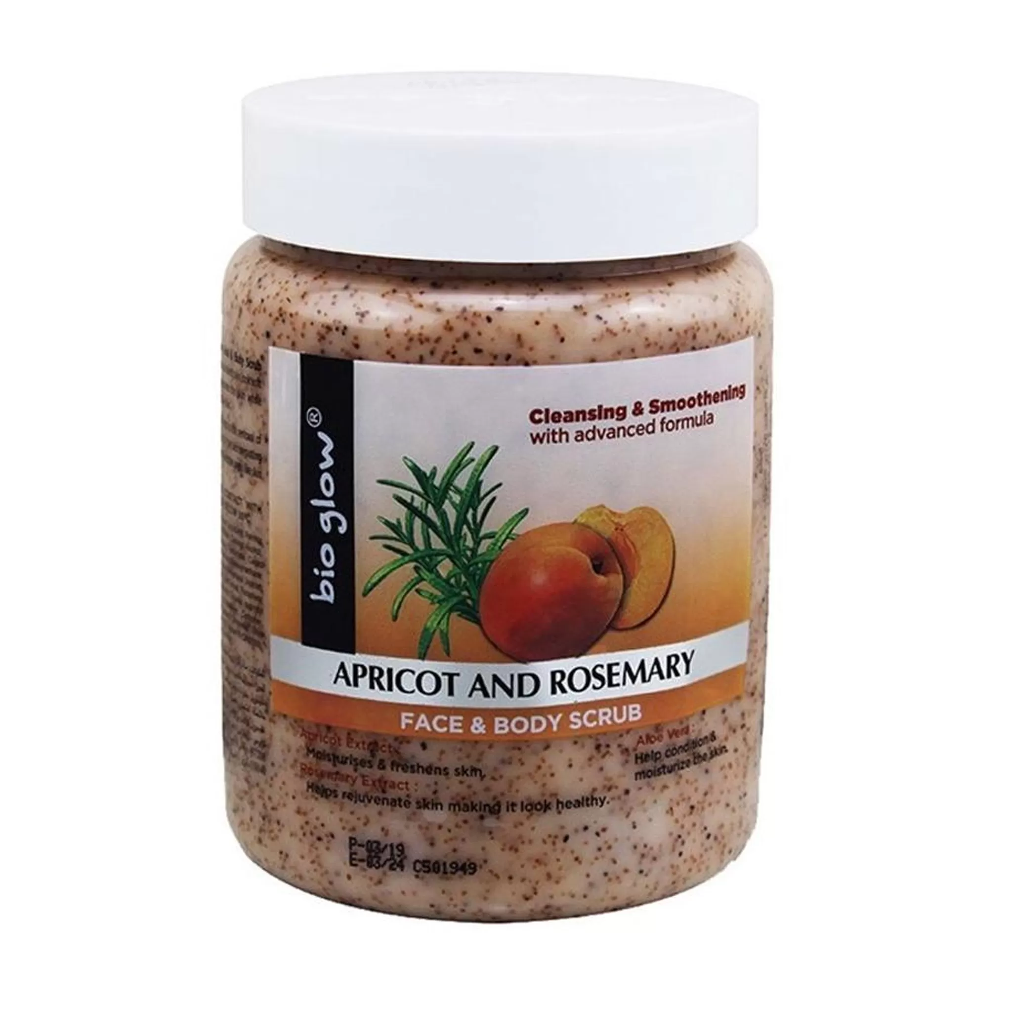 BIO GLOW - APRICOT & ROSEMARY FACE & BODY SCRUB - 500ML
