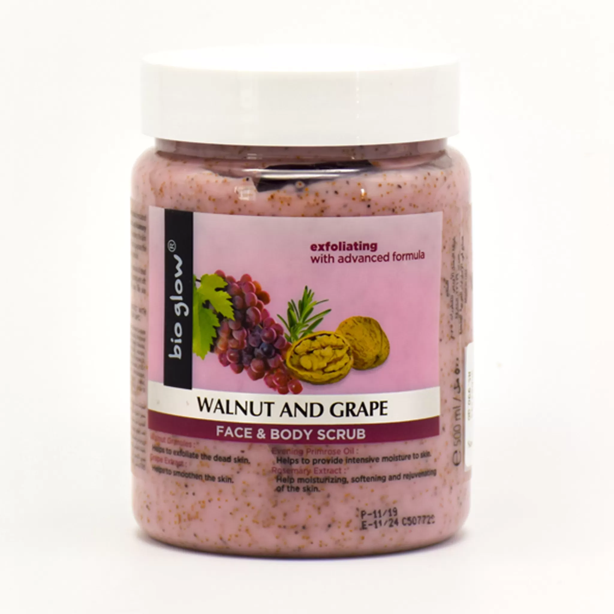 BIO GLOW - WALNUT & GRAPE FACE & BODY SCRUB - 500ML