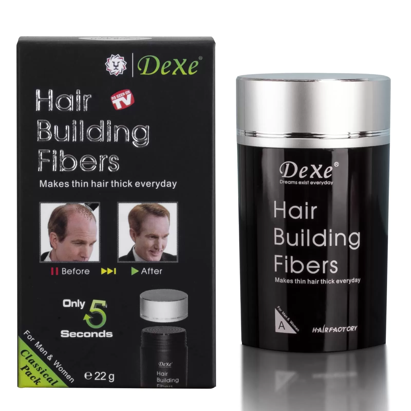 DEXE Authentic Brown Colour Hair Building Fibers 22g UK