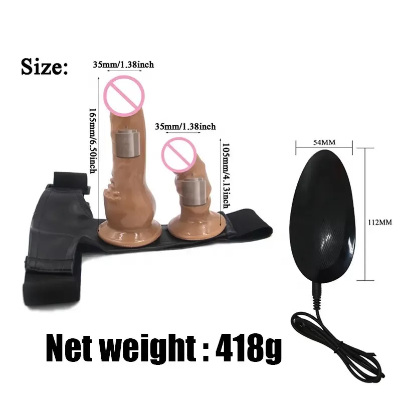 Vibrating Realistic Double Dildo Harness Strap On - image 2