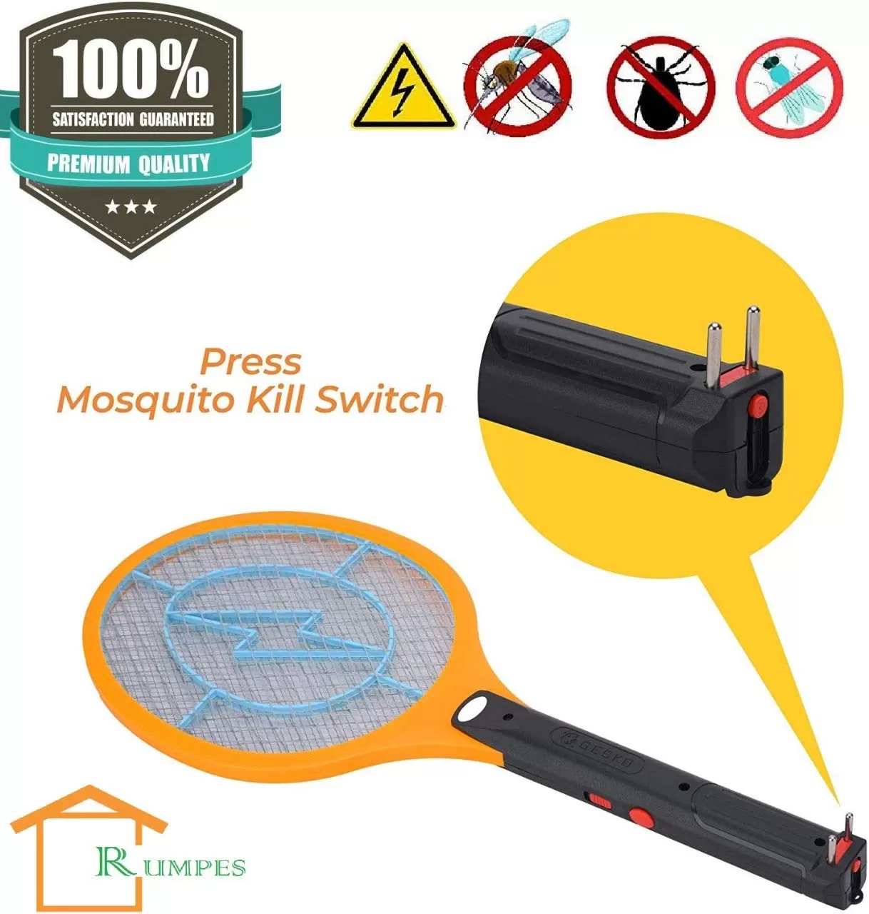 Electric Mosquito Fly Insect Killer Racket Zapper Bat - image 7