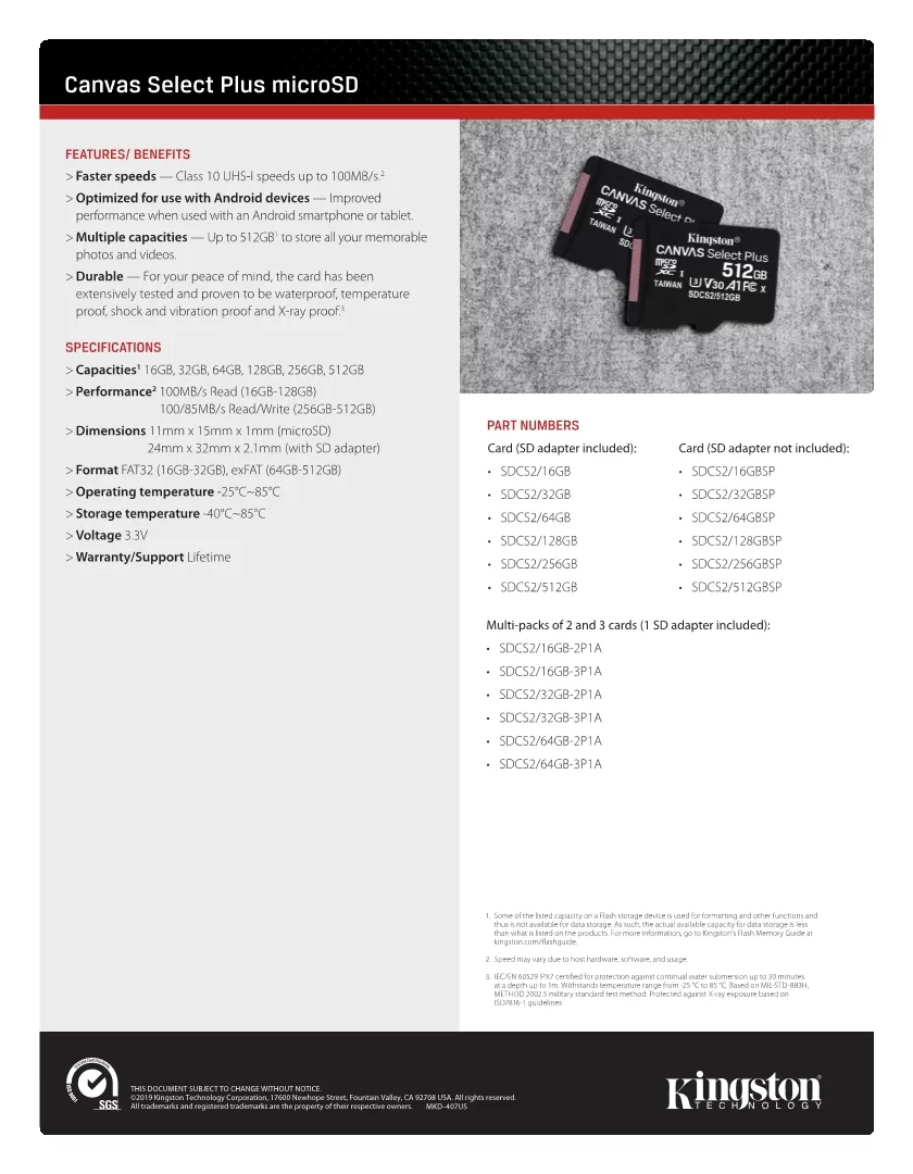 Kingston Memory Card  64GB Micro SD Card - image 3