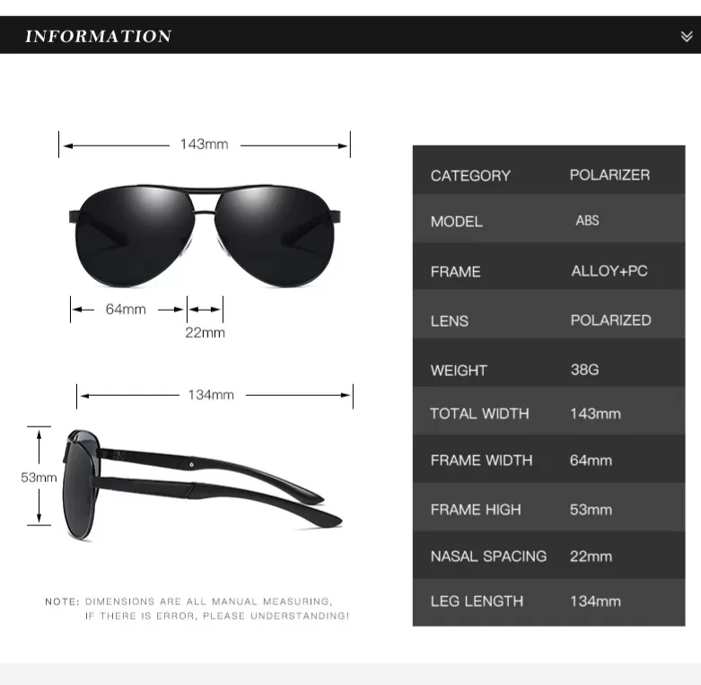 Sunglasses UV 400 HDCRAFTER classic drop shipping - image 7
