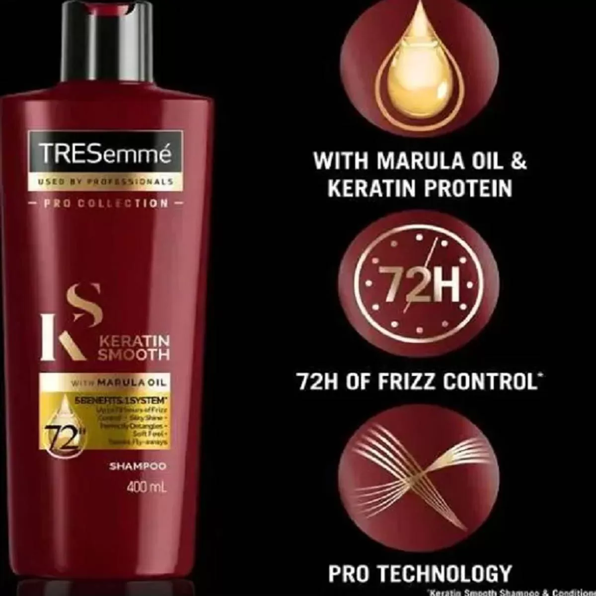 TRESEMME Keratin Smooth Marula Oil Shampoo 400ml 72hrs - image 2