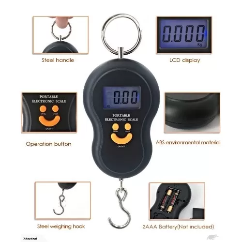 50kg x 10g Mini Pocket Hand Held digital Hanging Scale for Fishi - image 5