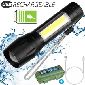 Mini LED Flashlight COB Reader Lamp Zoomable Pocket Penlight Adj