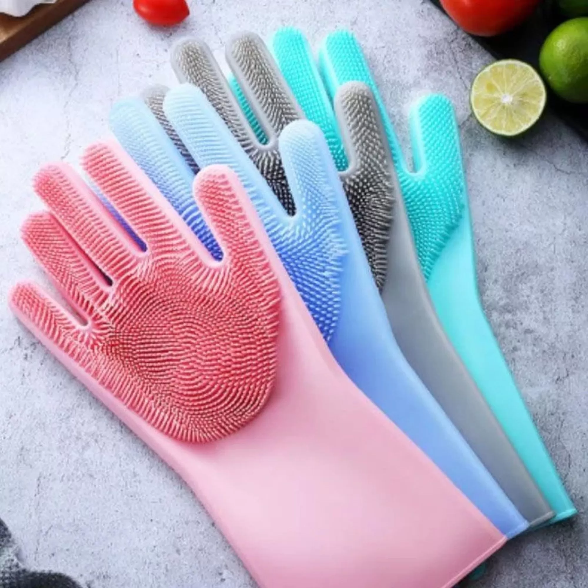 1 Pair Gloves Silicone Dishwashing Heat Resistant - image 7