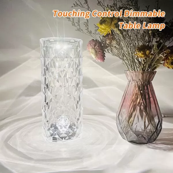 Acrylic Diamond Rose Table Lamp USB Chargeable Touch Sensor - image 3