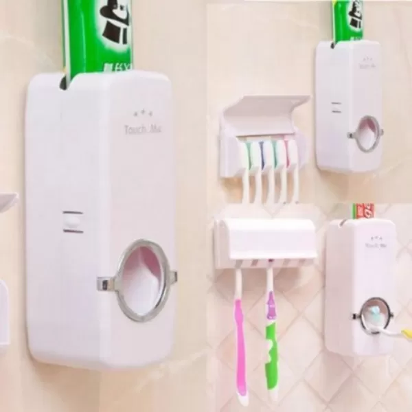 Toothpaste Squeezer & Dispenser + 5 Toothbrush Holder - image 2