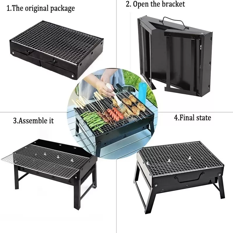 BBQ Grill Machine BBQ Stove Portable BLACK Small Barbecue St - image 6