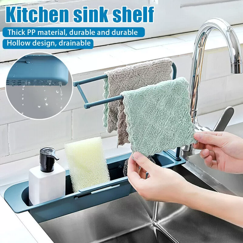 Telescopic Sink Holder, Adjustable Drainer Sink Tray Sponge