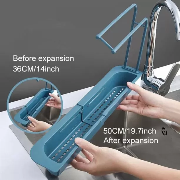 Telescopic Sink Holder, Adjustable Drainer Sink Tray Sponge - image 3