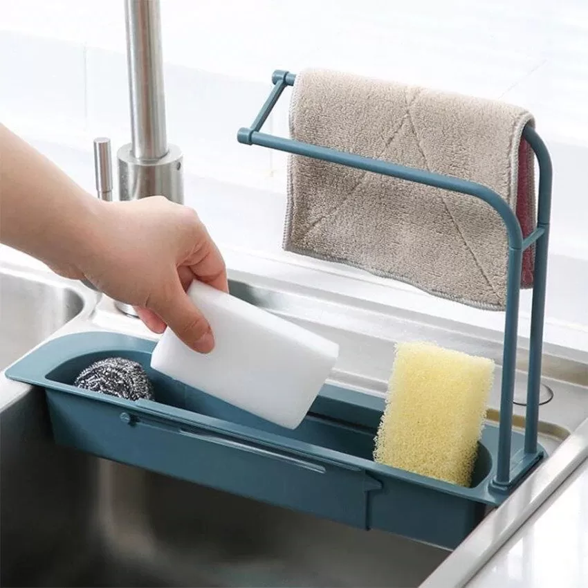 Telescopic Sink Holder, Adjustable Drainer Sink Tray Sponge - image 6