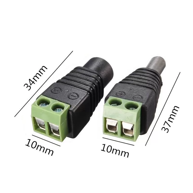 [1xMale and 1xFemale]  Solderless Green DC Male Female Power - image 4