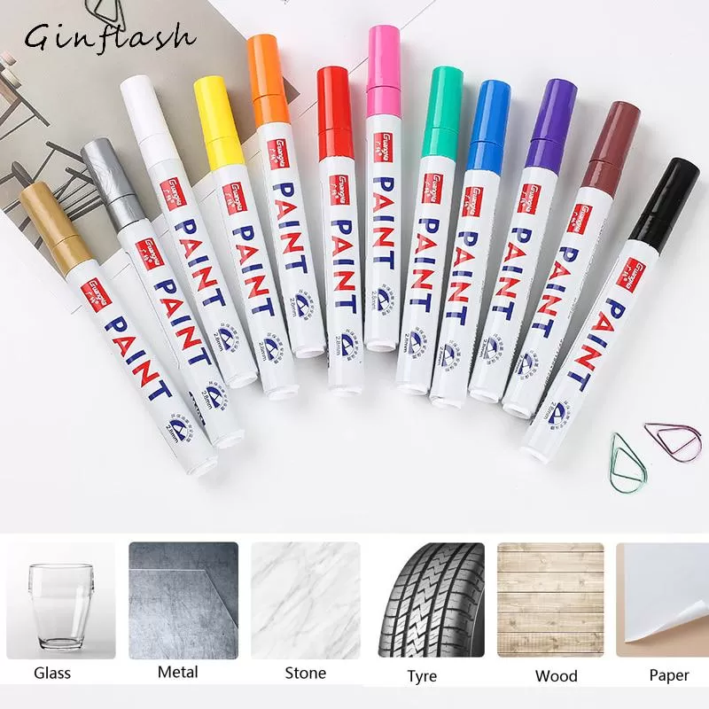 1Pcs Gold Colors Paint Marker Pen Fade-proof Car Tyre Tire T - image 3