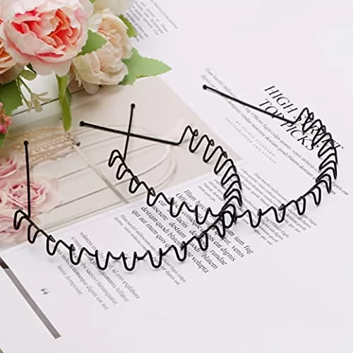 1Pcs  Unisex Black Metal Spiral Wave Headband Men Women  Hai - image 3