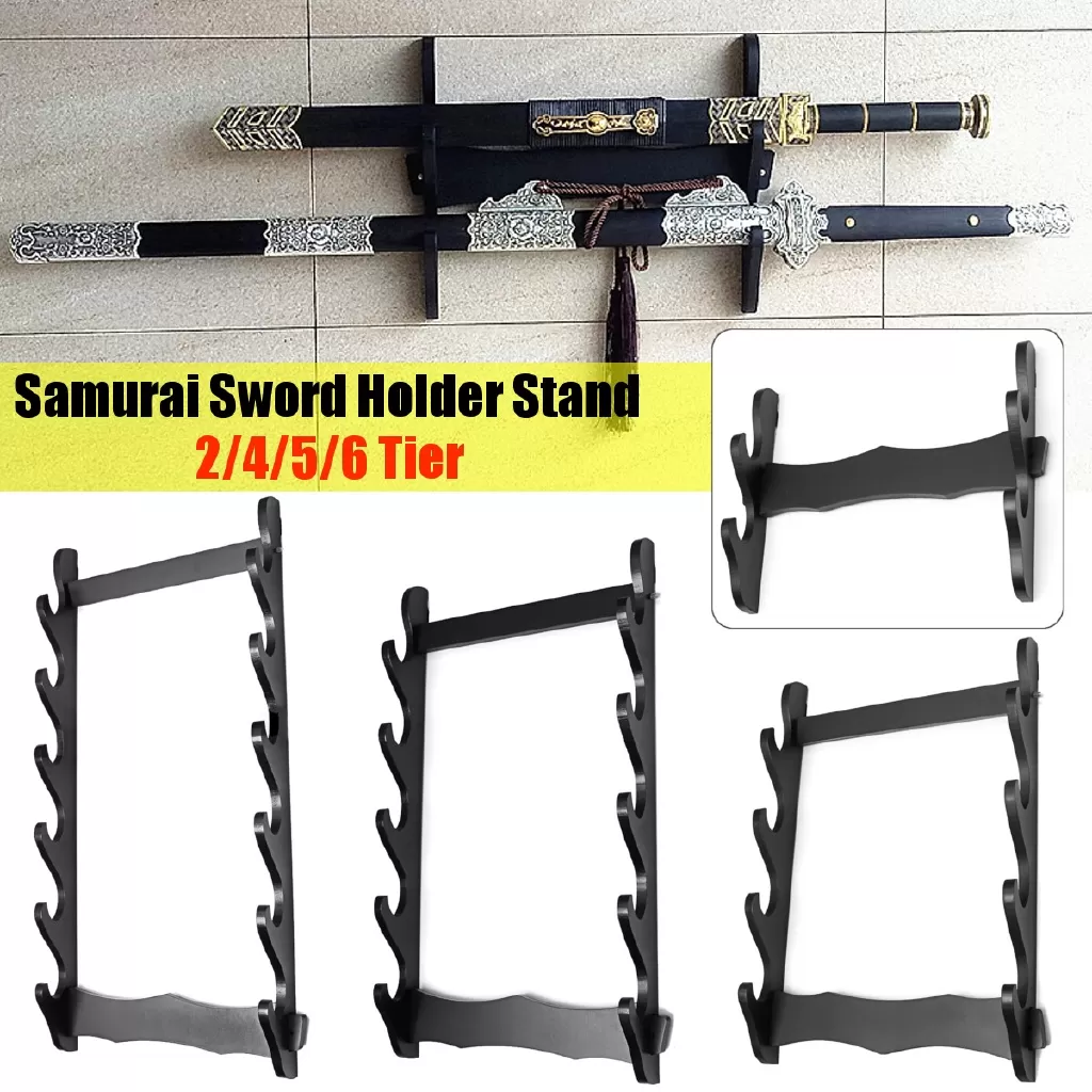 2 Tier Sword Holder Wall Mount Samurai Sword Rac Sword Katan - image 2