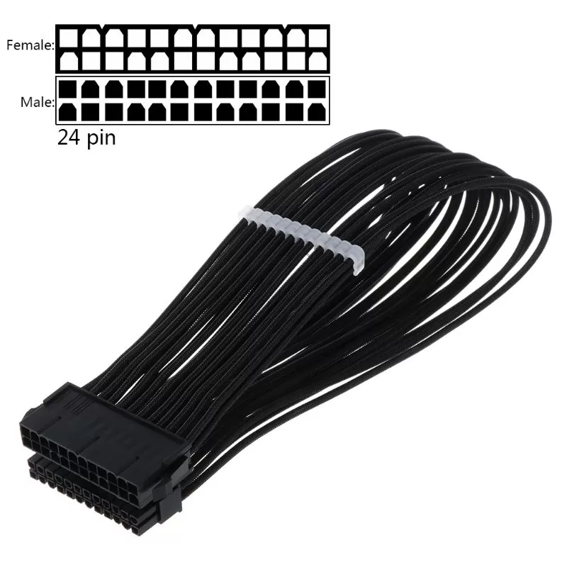 30cm Professional Braided 8pin/24Pin GPU Extension Cables fo - image 2