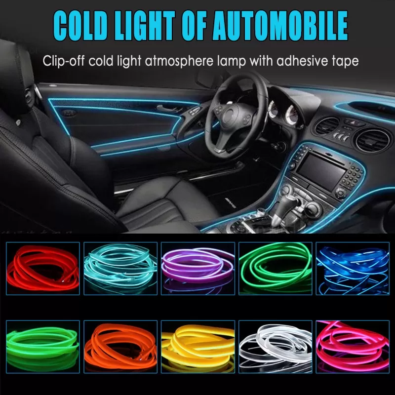 5M Car Interior Lighting Car LED Strips Car Decorative Atmos - image 6