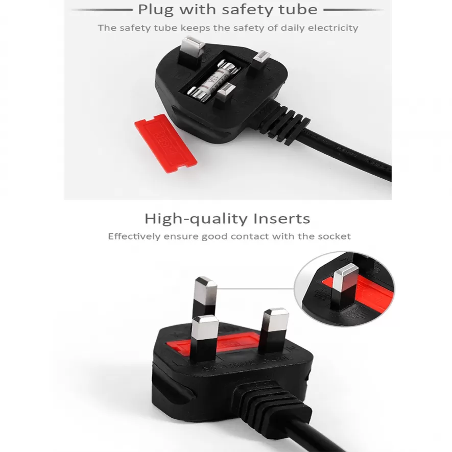 Desktop AC Power Code Cable Square 3pin 13A 250V 1.5m with F - image 5