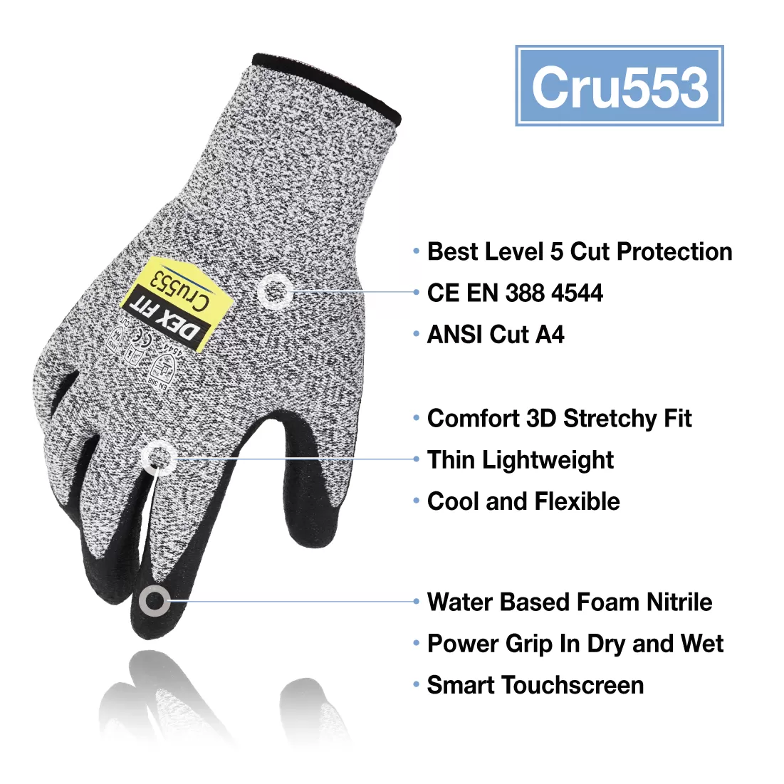 Gray and Blue Color 2 Pcs Anti-cut Work Gloves Safety Fire R - image 2