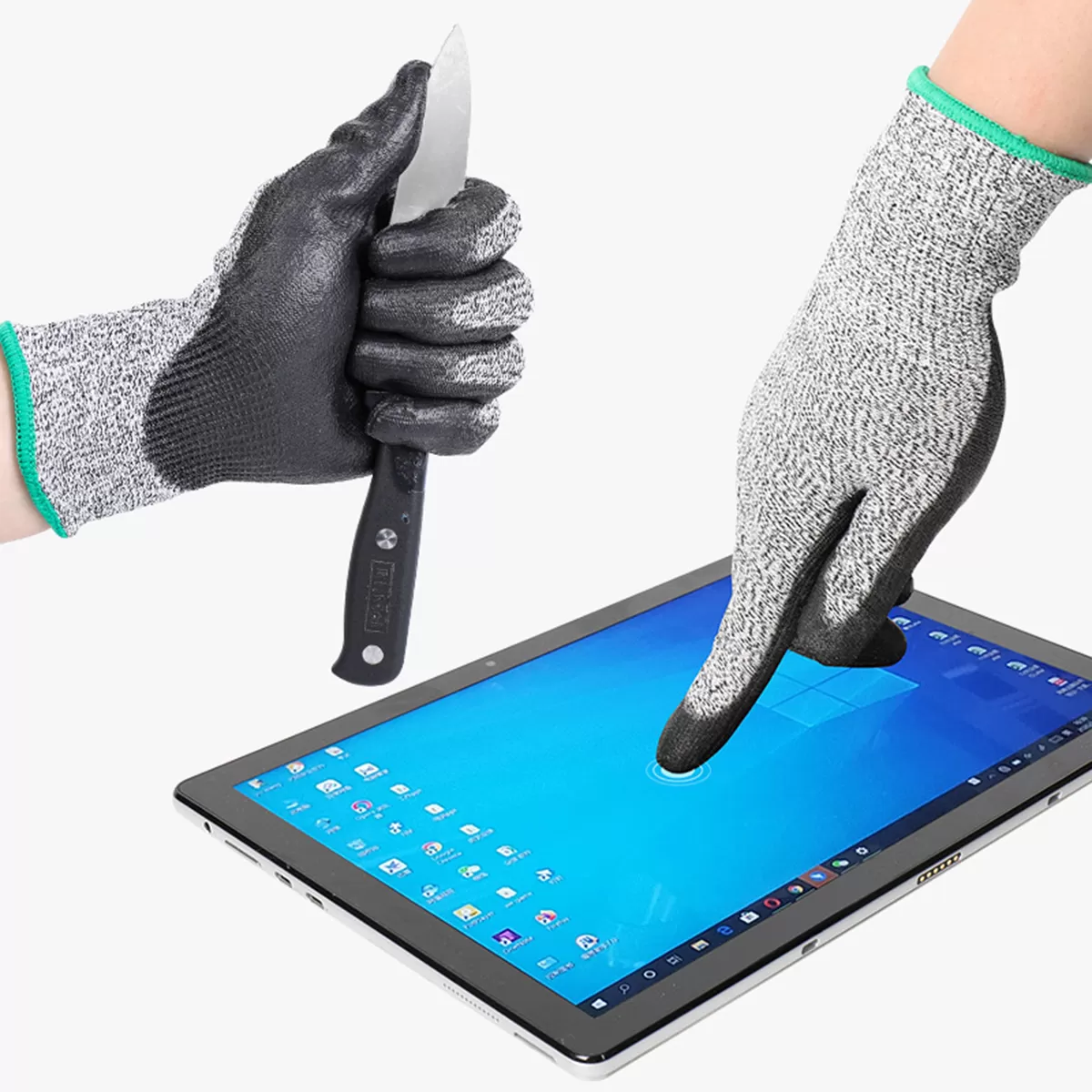 Gray and Blue Color 2 Pcs Anti-cut Work Gloves Safety Fire R - image 3