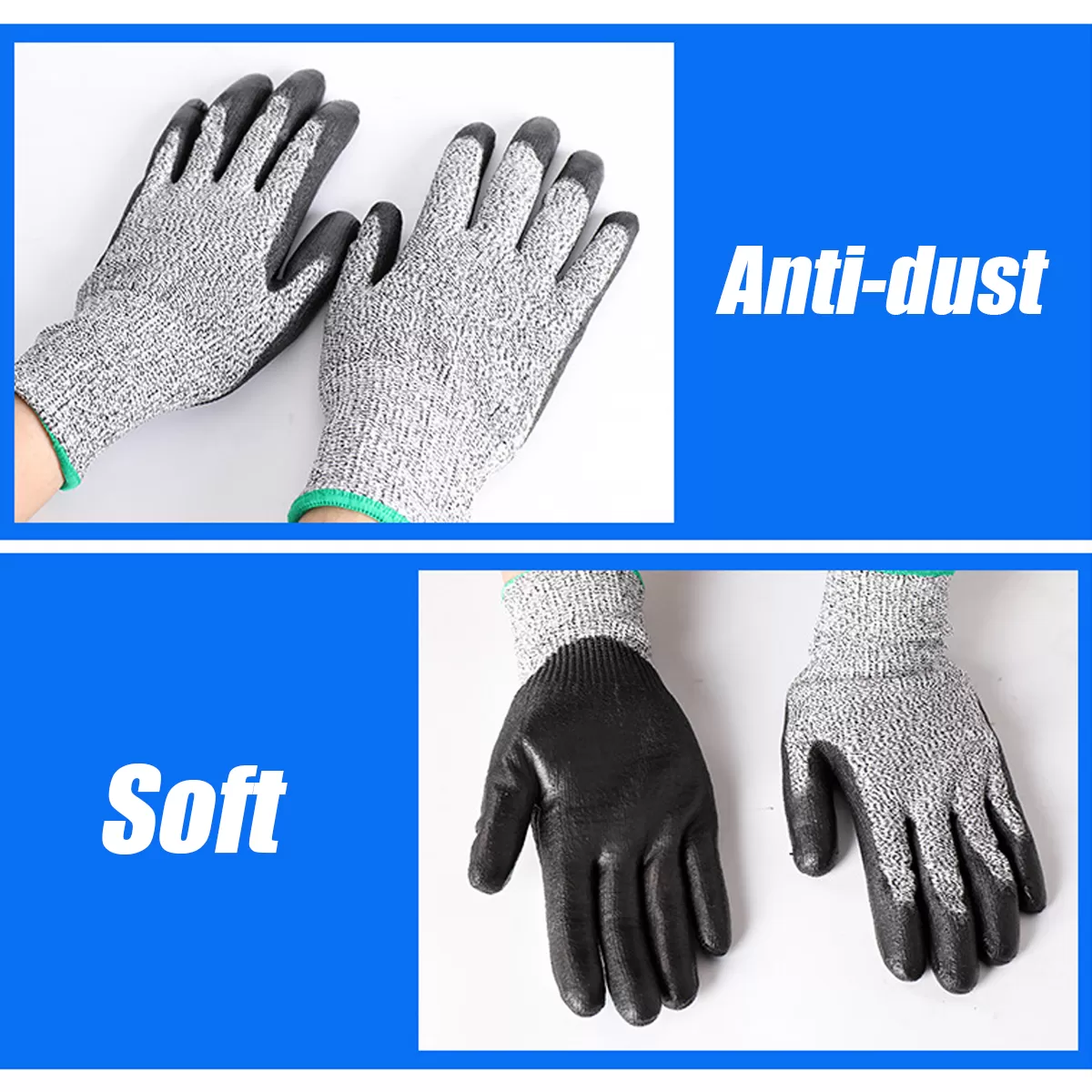 Gray and Blue Color 2 Pcs Anti-cut Work Gloves Safety Fire R - image 4