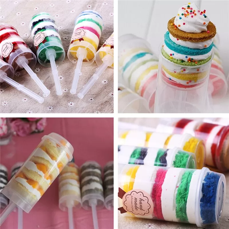 High Quality 10X Plastic Push Up Cake Containers Lids Shoote - image 6