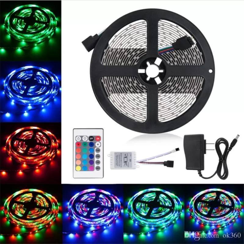 HOT RGB 3528 led strip 300LED 5M RGB +24 key IR Remote-water - image 3