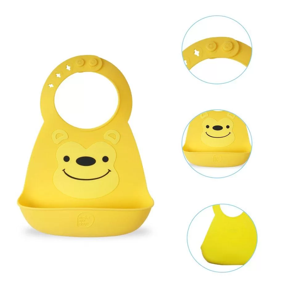 Infant Baby Adjustable Waterproof Cartoon Silicone Bib Feedi - image 4