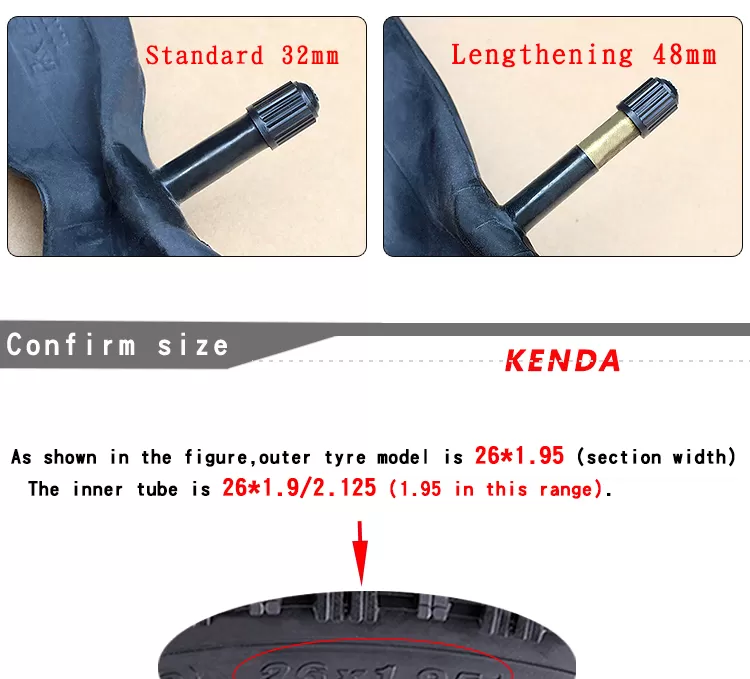 Kenda Bicycle Inner Tube 26*1.9/2.125 FV 48L  NI MTB Road Bi - image 4