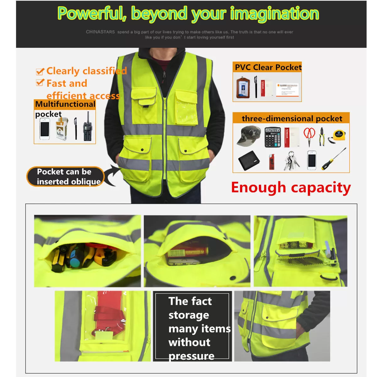 Large Size High Quality Green Unisex High Visibility Reflect - image 8