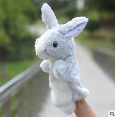 Luxury White Color Hand Puppet Stuffed Animal 30cm Toy For C - image 2