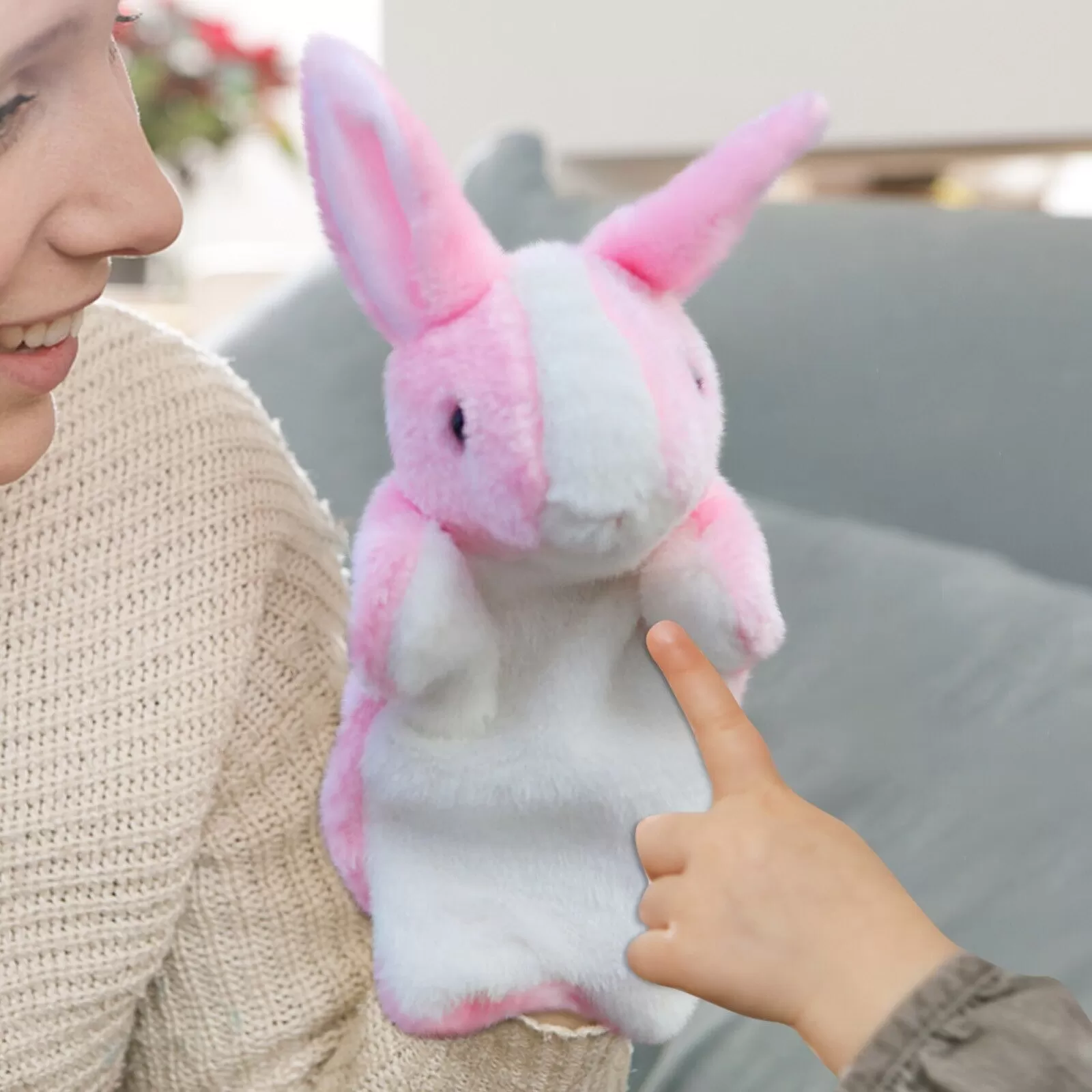 Luxury White Color Hand Puppet Stuffed Animal 30cm Toy For C - image 4