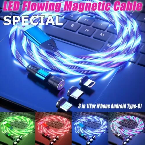 Natural Green Color [3 in 1] 1M Led Fluid Light Magnet Charg - image 5