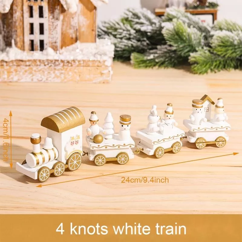 Natural Wooden Pure White ColorMerry Christmas Wooden Train - image 2