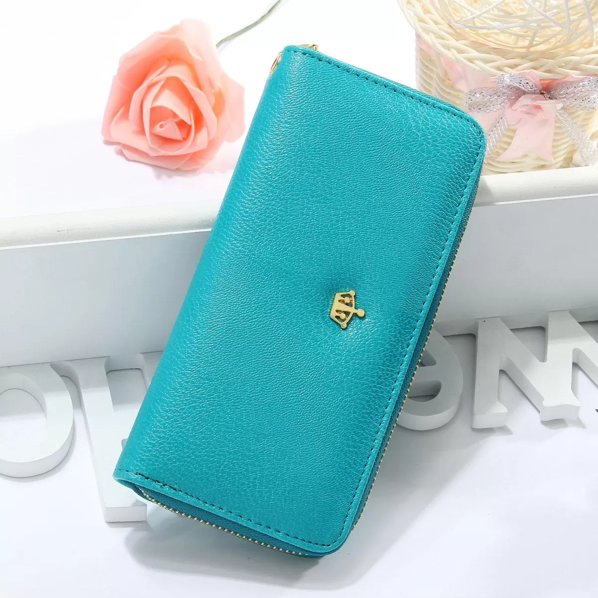 New Fashion Rose Red Lady Wallets  Quality PU Leather - image 2