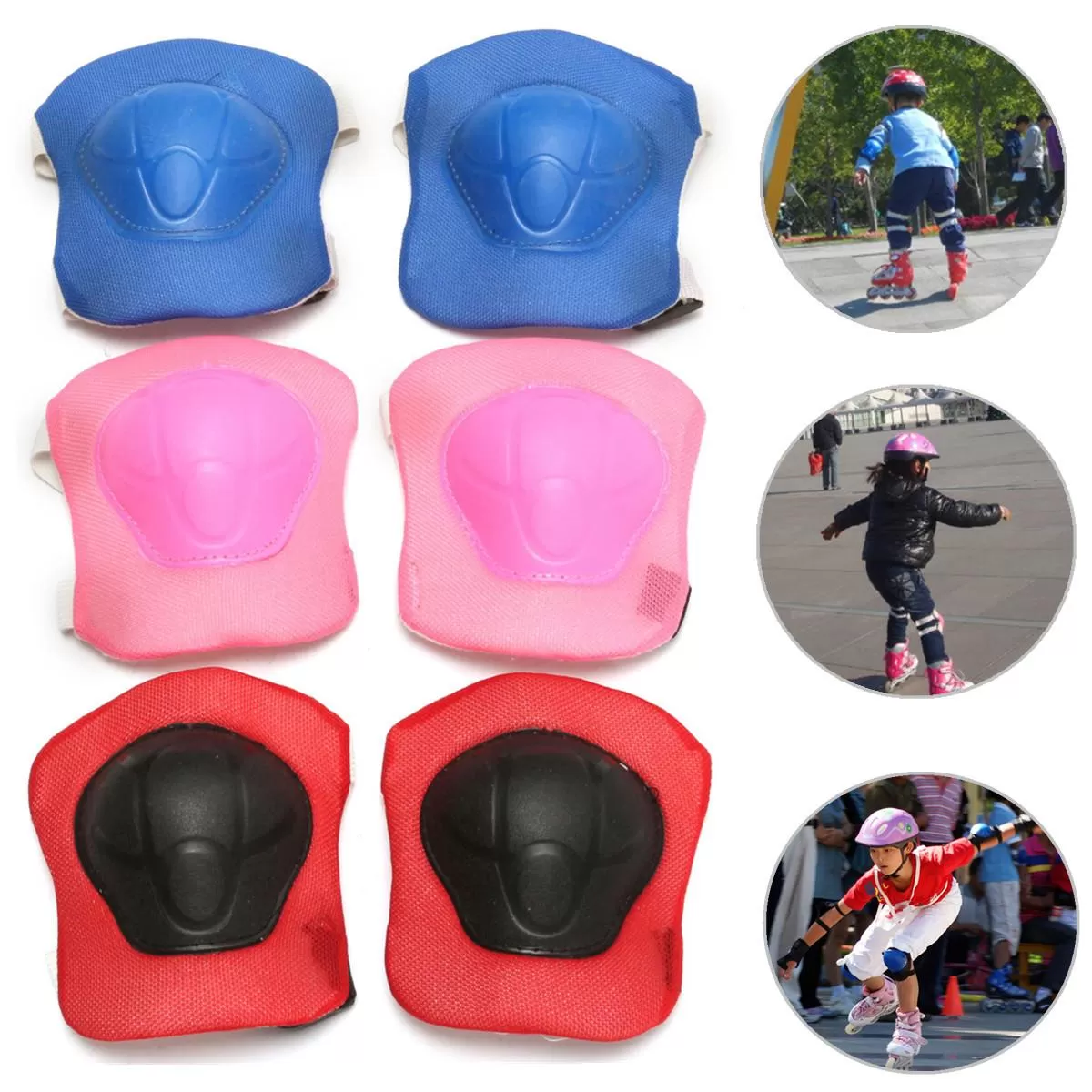 Pink Color 6Pcs Children Kids Elbow Knee Pad Wrist Guard Pro - image 8