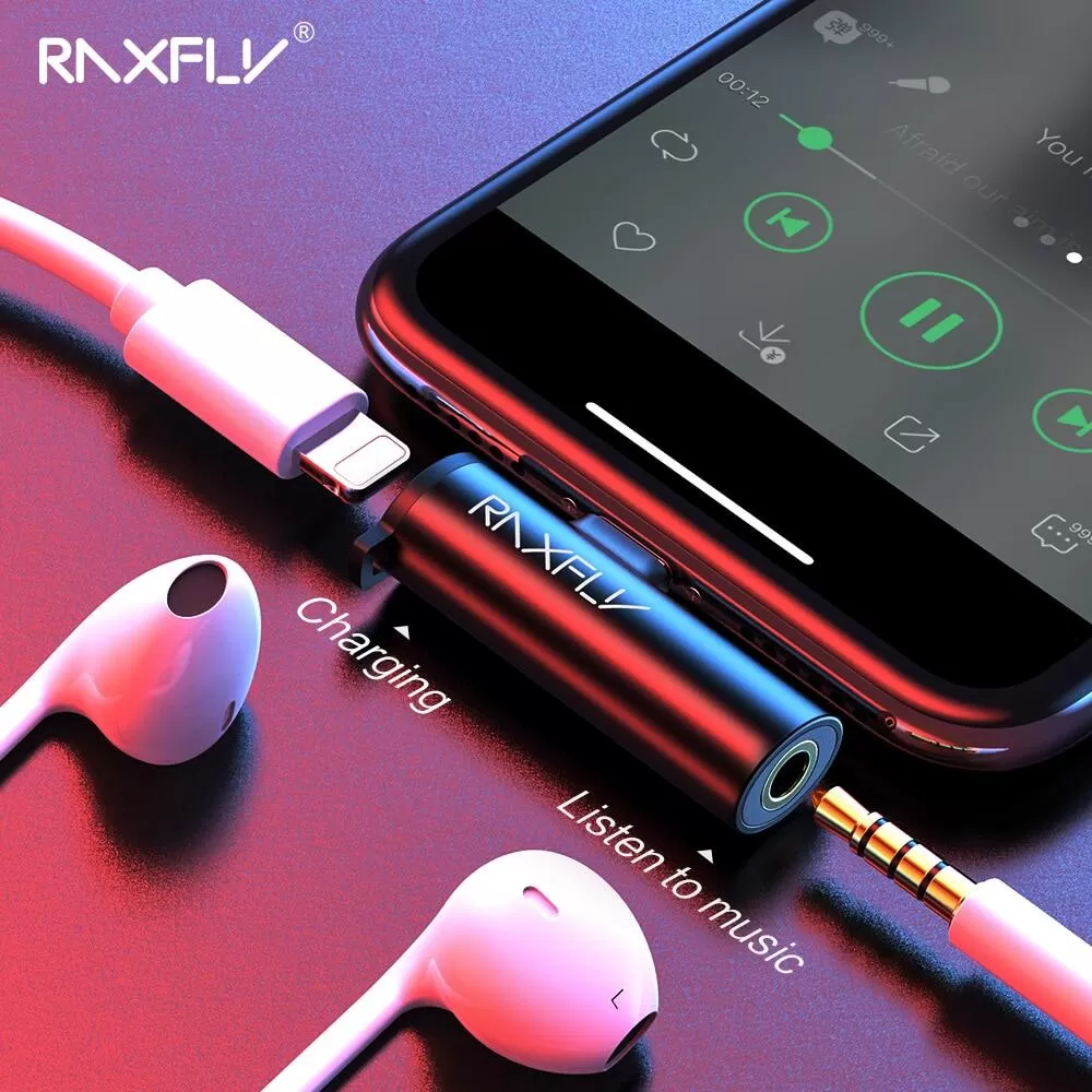 Red color Metal 2 in 1 Audio Adapter 3.5mm Jack Connector Hi