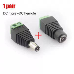 [1xMale and 1xFemale]  Solderless Green DC Male Female Power