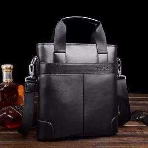 Royal Black Businessmen Travel PU Leather Shoulder Crossbody