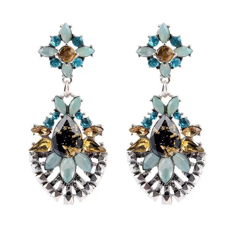Vintage Luxury Crystal Water Drop Gem Pendant Earrings [Real - image 3