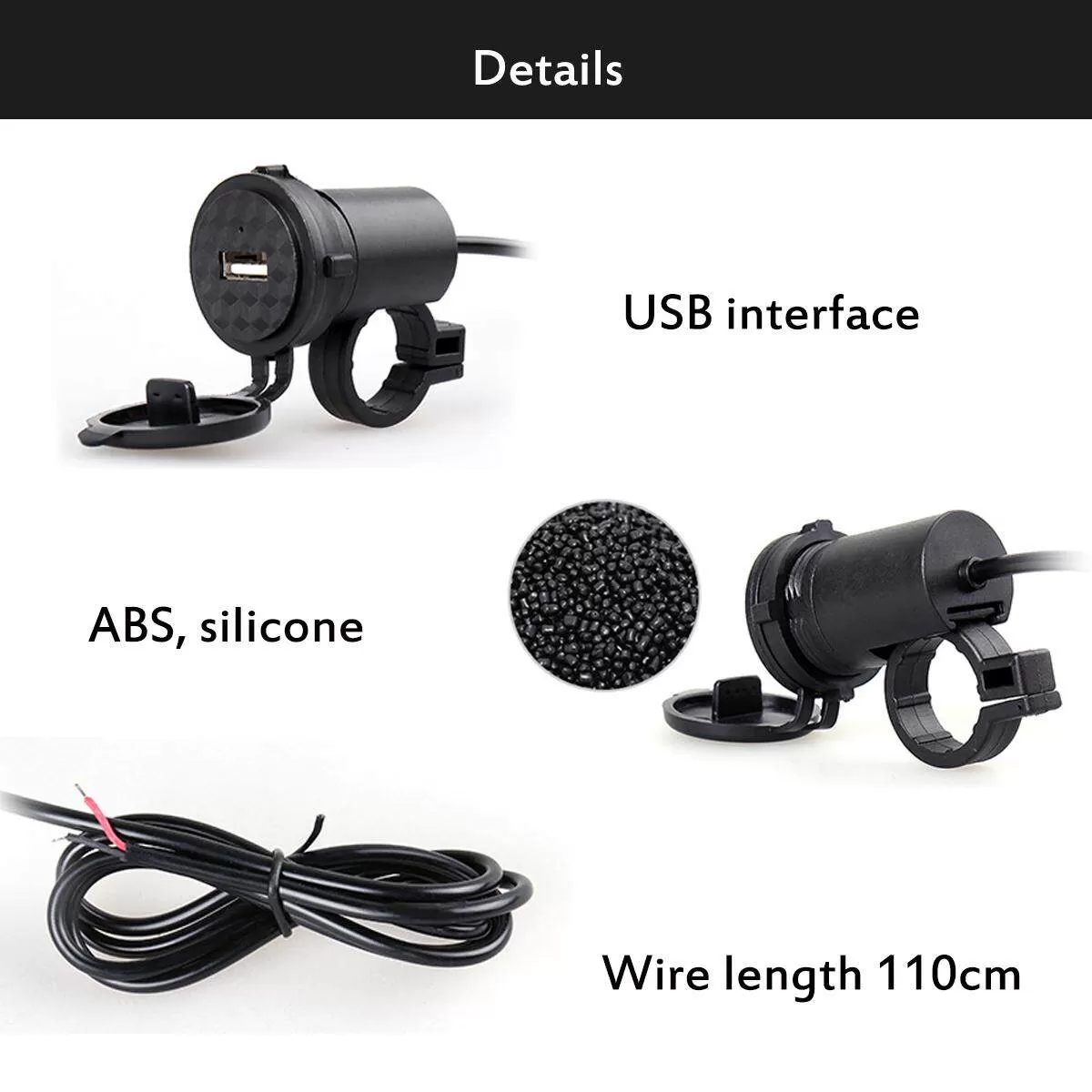 Waterproof 9-24V Motorcycle Tuk-Tuk Car Lorry Mobile Phone U - image 3