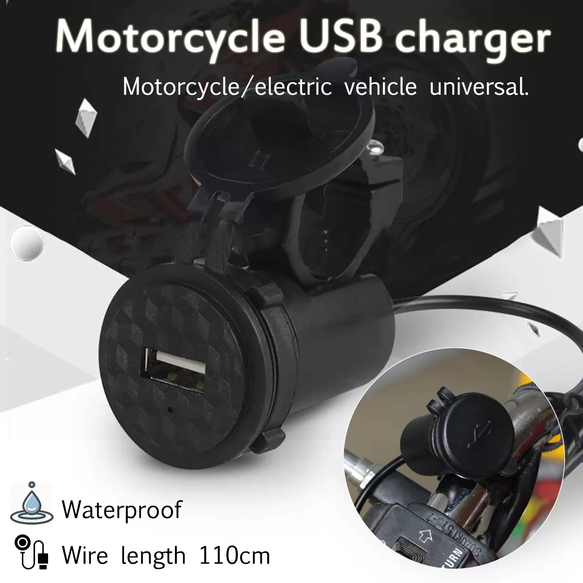 Waterproof 9-24V Motorcycle Tuk-Tuk Car Lorry Mobile Phone U - image 6